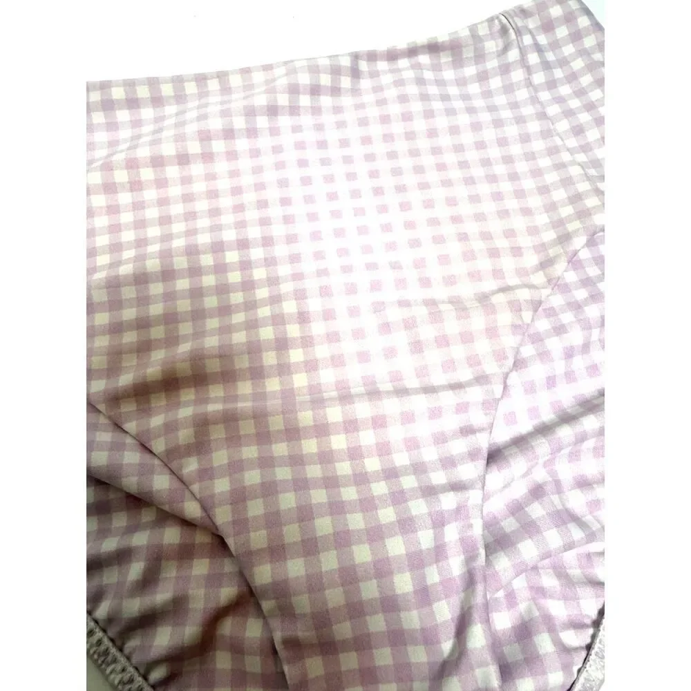 Minnow Purple Gingham High Rise Bikini Bottoms Women’s Size M